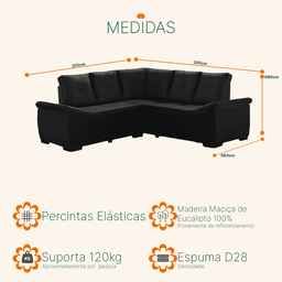 Sofá de Canto 5 Lugares Suede Japão Sofá Casa - 3