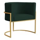 Ver imagem 1 de Poltrona Decorativa Sala de Estar Luana Base Gold Veludo Verde - Montanaris Decor Md Montanaris Deco