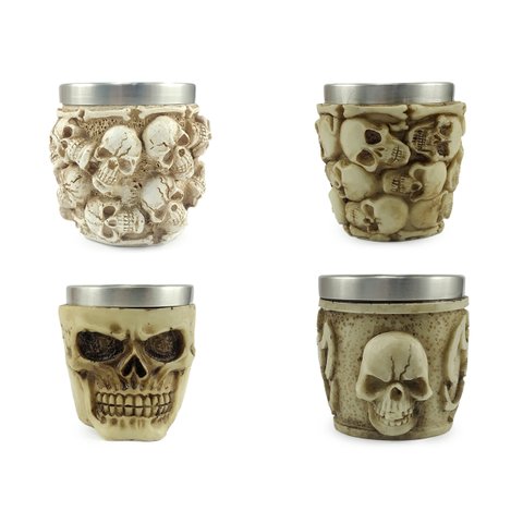 Kit 4 Copos Shot Dose Colecionável Decorativo Em Aço Inox Resina Para Tequila Whisky Vodka Cor: Clar