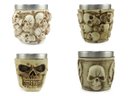 Ver imagem 1 de Kit 4 Copos Shot Dose Colecionável Decorativo Em Aço Inox Resina Para Tequila Whisky Vodka Cor: Clar