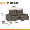 Ver imagem 3 de Sofá Retrátil e Reclinável 3 Lugares 2,10m Aura Castor