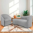 Ver imagem 2 de Kit Sofá Curvo França 140cm L.e e Poltrona Luiza Max Conforto, Linho Cinza Claro