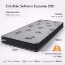 Ver imagem 2 de Colchão Solteiro Espuma D20 Liso 188x78x14cm Antialérgico