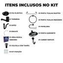 Ver imagem 4 de Pia Lavatório Banheiro Plástico 4L Preta + Kit Para Banheiro Redondo 5 Pçs Preto