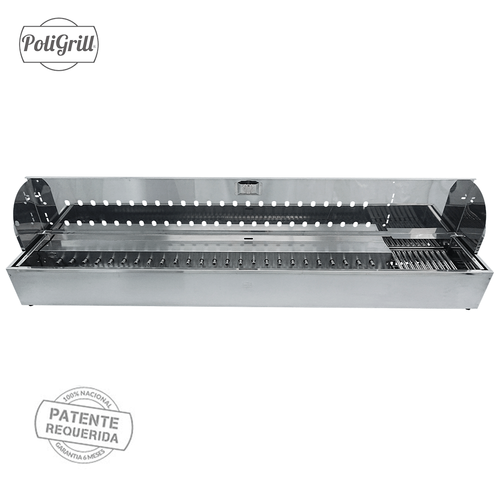 Churrasqueira Espetinho Giratório Inox a Carvão Balcão c/ 1 Grill Giratório p/ 25 espetinhos PoliGri - 11
