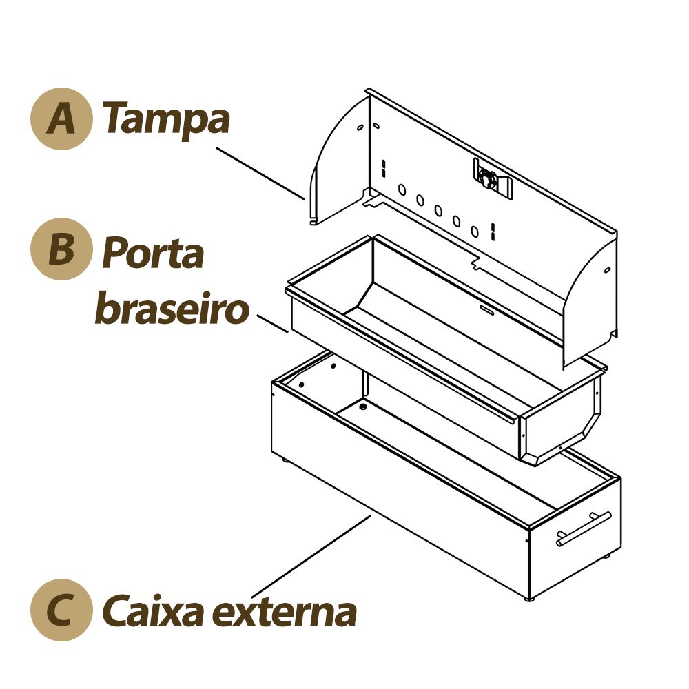 Churrasqueira Espetinho Giratório Inox a Carvão Balcão c/ 1 Grill Giratório p/ 25 espetinhos PoliGri - 10