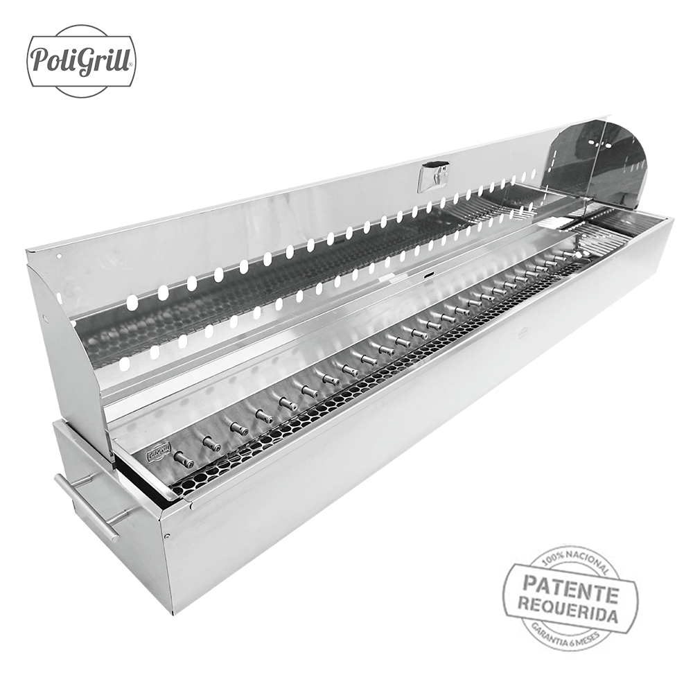 Churrasqueira Espetinho Giratório Inox a Carvão Balcão c/ 1 Grill Giratório p/ 25 espetinhos PoliGri - 8