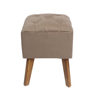 Puff Carré Poptem Quadrado Capitonê bege banqueta madeira quadrado decorativo