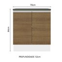 Ver imagem 3 de Balcão Armário de Cozinha 100% MDF 70 cm 2 Portas Branco/Rustic Acordes Madesa