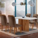 Ver imagem 1 de Mesa Olímpia 120cm Mdf Canto Reto Com 4 Cadeiras Carol