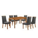 Ver imagem 1 de Mesa de Jantar Liz Yasmin 180 cm Tampo MDF Canto Copo Laminado com 6 Cadeiras Moderna Mobília