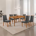 Ver imagem 2 de Mesa de Jantar Liz Yasmin 180 cm Tampo MDF Canto Copo Laminado com 6 Cadeiras Moderna Mobília
