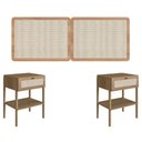 Ver imagem 1 de Cabeceira Cama Casal 160cm e 2 Mesas de Cabeceira com Gaveta Cor:hanover