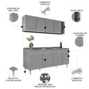 Ver imagem 3 de Armário Cozinha e Balcão com Pia 180cm Dallas Cinza - Lumil