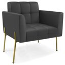 Ver imagem 6 de Poltrona Sala Pé Metal Dourado Kit 2 Ana Sintético Preto - Ibiza