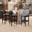 Ver imagem 2 de Kit 6 Banquetas Alta Bar Cozinha Sala Jantar Fixa Betta L02 Preto Suede Pied Poule - Lyam Decor