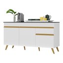 Ver imagem 1 de Balcão Cozinha Gabinete Pia 150cm 3 Portas 1 Gaveta Veneza Multimóveis V3740 Branco/Dourado