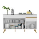 Ver imagem 4 de Balcão Cozinha Gabinete Pia 150cm 3 Portas 1 Gaveta Veneza Multimóveis V3740 Branco/Dourado