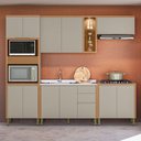 Ver imagem 2 de Cozinha Completa Allure 12 Portas 3 Gavetas 100% Mdf Jequitibá/gris Fosco - Linea Brasil