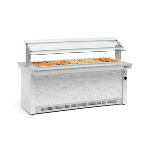 Buffet Térmico Linha Vitra Gbta-200Br Branco/Mármore com Vidros Serigrafados e Iluminação LED