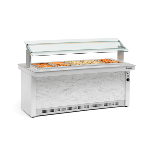 Buffet Térmico Linha Vitra Gbta-200Br Branco/Mármore com Vidros Serigrafados e Iluminação LED