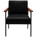 Ver imagem 4 de Kit 3 Poltronas Fontana Couro Preto Base em Madeira com Metal Preto