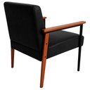 Ver imagem 6 de Kit 3 Poltronas Fontana Couro Preto Base em Madeira com Metal Preto