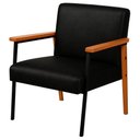 Ver imagem 5 de Kit 3 Poltronas Fontana Couro Preto Base em Madeira com Metal Preto