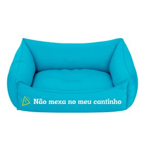 Cama Pet Cachorro Gato Pequeno Azul Não Mexa No Meu Cantinho:Azul