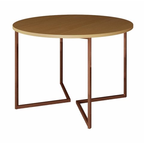 Mesa de Jantar Industrial Base De Ferro Cobre em V Tampo 110 Canela