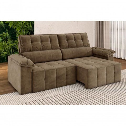 Sofá Santiago 2,20m Retrátil/reclinável Suede Capuccino - Xflex Sofás
