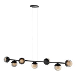 Lustre Jabuticaba Pendente 7 Globos Vidro com Lampadas Branco Quente - Bivolt - Preto/ambar - 110v/2 - 3