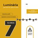Ver imagem 4 de Pendente Lustre de Teto Jabuticaba de Alumínio Preto com 7 Globos Âmbar com Lâmpadas Branco Quente