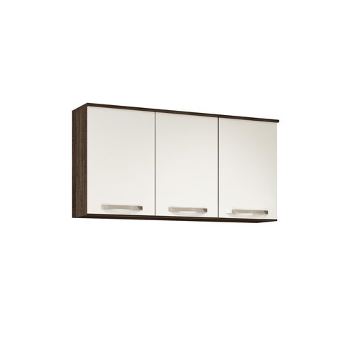 Armário Aéreo Wiki 120 3 Portas 3 Gavetas Amendoa Rústico/off White Cristal - Fdecor