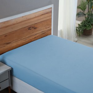 Roupa de Cama Casal Percal 200 Fios 100% Algodão Santista com Elástico Avulso Hotel Pousada:azul Beb