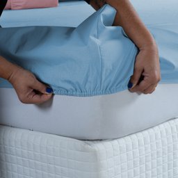 Roupa de Cama Casal Percal 200 Fios 100% Algodão Santista com Elástico Avulso Hotel Pousada:azul Beb - 2