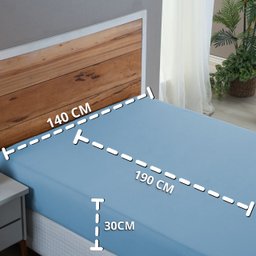 Roupa de Cama Casal Percal 200 Fios 100% Algodão Santista com Elástico Avulso Hotel Pousada:azul Beb - 3