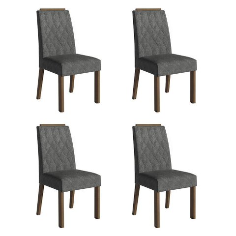 Kit 4 Cadeiras de Jantar 4256 com Espaldar Rustic/silver Madesa