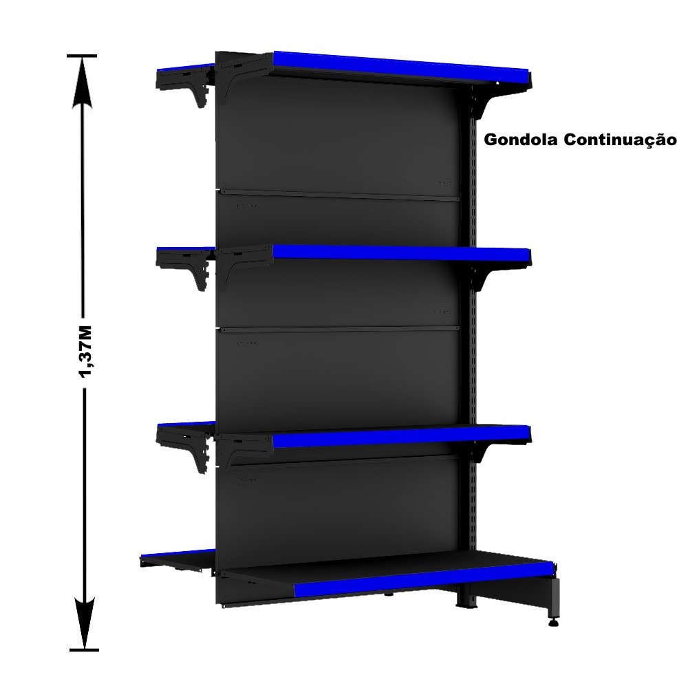 Gondola Centro 137 Fit Ate 3 Metros 1 Ponta Preto 28b Pe Azul - 3