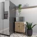 Ver imagem 7 de Balcão Cozinha para Micro-Ondas 2 Portas 1 Gaveta Pés Palito MDF Branco e Freijó Retrô Feijó