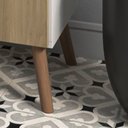 Ver imagem 6 de Balcão Cozinha para Micro-Ondas 2 Portas 1 Gaveta Pés Palito MDF Branco e Freijó Retrô Feijó