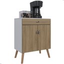 Ver imagem 4 de Balcão Cozinha para Micro-Ondas 2 Portas 1 Gaveta Pés Palito MDF Branco e Freijó Retrô Feijó