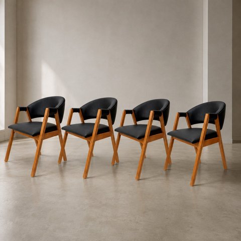 Conjunto 4 Cadeiras Jantar Resvestida em Durango Ergônomica Escritório & Recepções