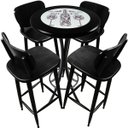 Ver imagem 1 de Cj Mesa Madeira Azulejo 60cm - Bistrô Fixa 98cm + 4 Banquetas 73 - Preta - More Wine