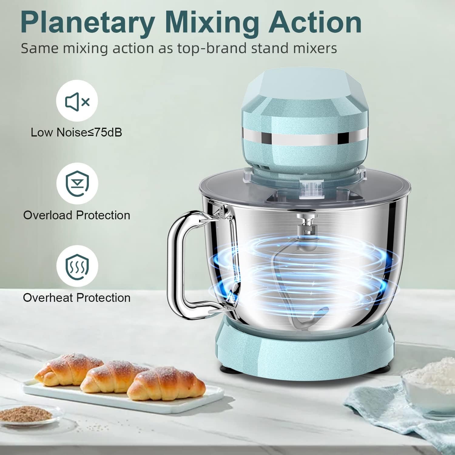 Howork Stand Mixer 10 Velocidades, 6.5qt, 660w, Azul Celeste - 3