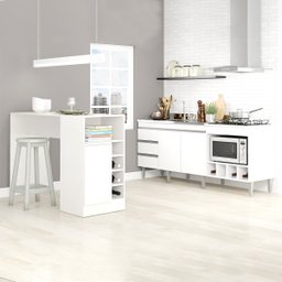 Kit Cozinha Completa Balcão Para Cooktop e Pia Bancada Ilha Gourmet Adega Nicho MDP Branco - MENU - 1