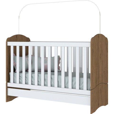 Berço Mini Cama Bala de Menta Rústico/branco - Henn