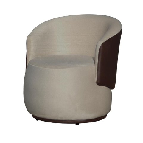 Poltrona Organica Recepção para Sala Aisha Corano Marrom e Suede Bege - Incasa Decor
