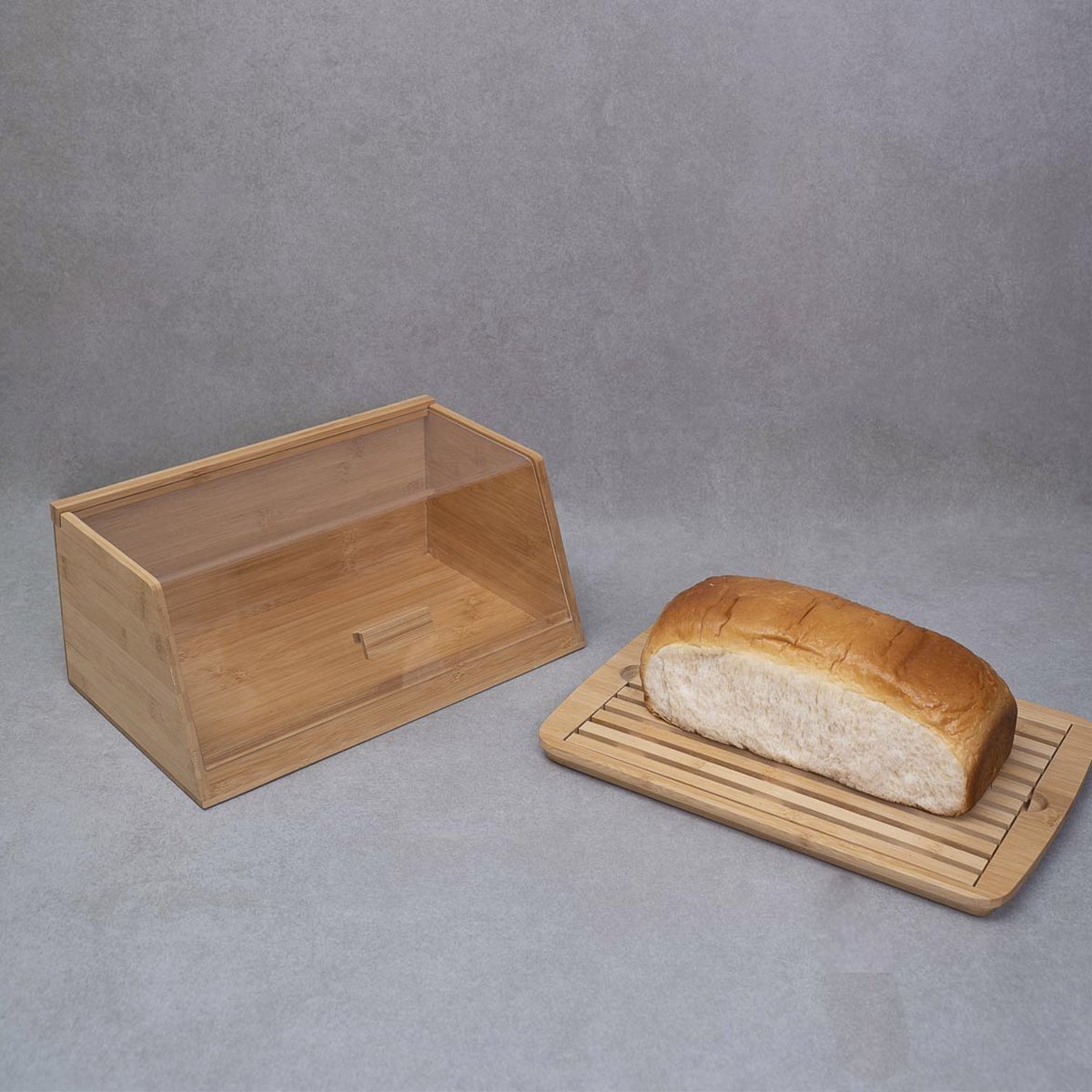 Kit com porta pão de bambu 35 cm e tábua migalheira de pão em bambu - Oikos - 7