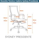 Ver imagem 7 de Kit 2 Cadeiras Giratória Office Sydney Presidente Fratini Tela Preta Base Rodízio Aço Cromado